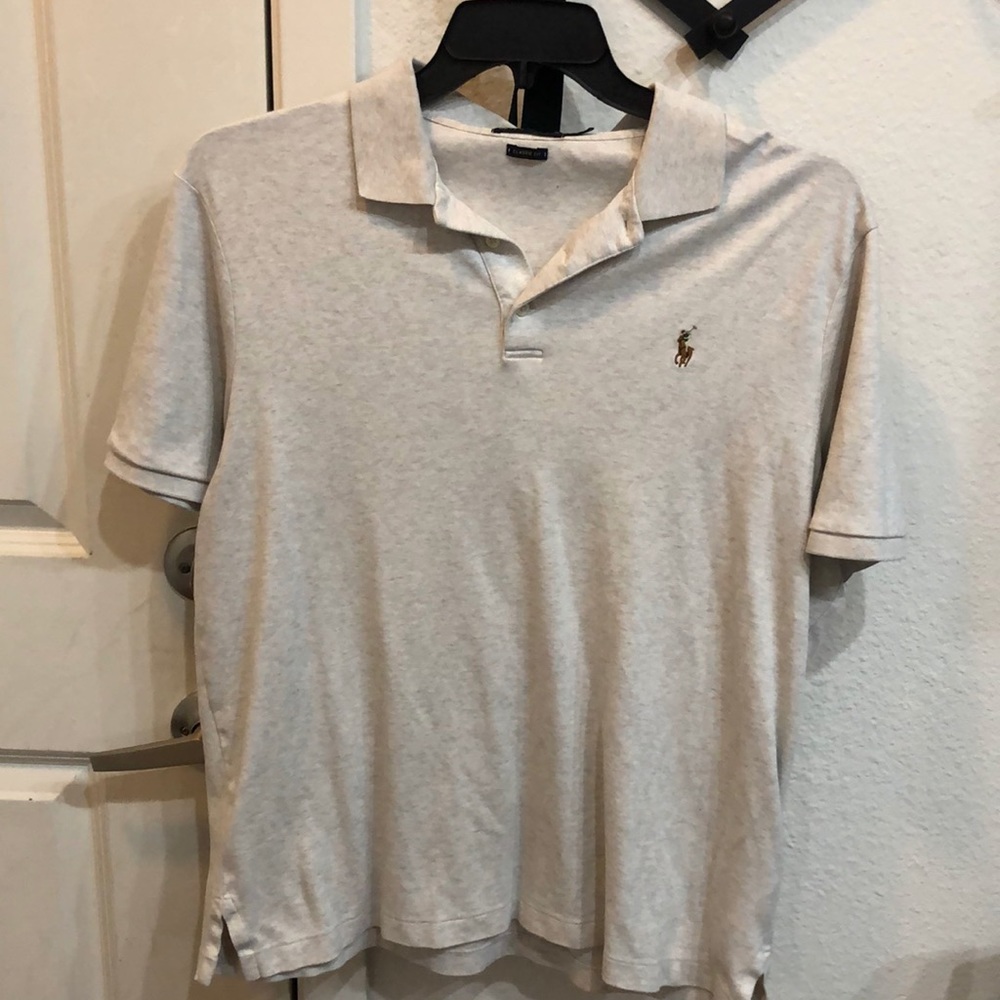 Polo cream/tan colored collard shirt- large